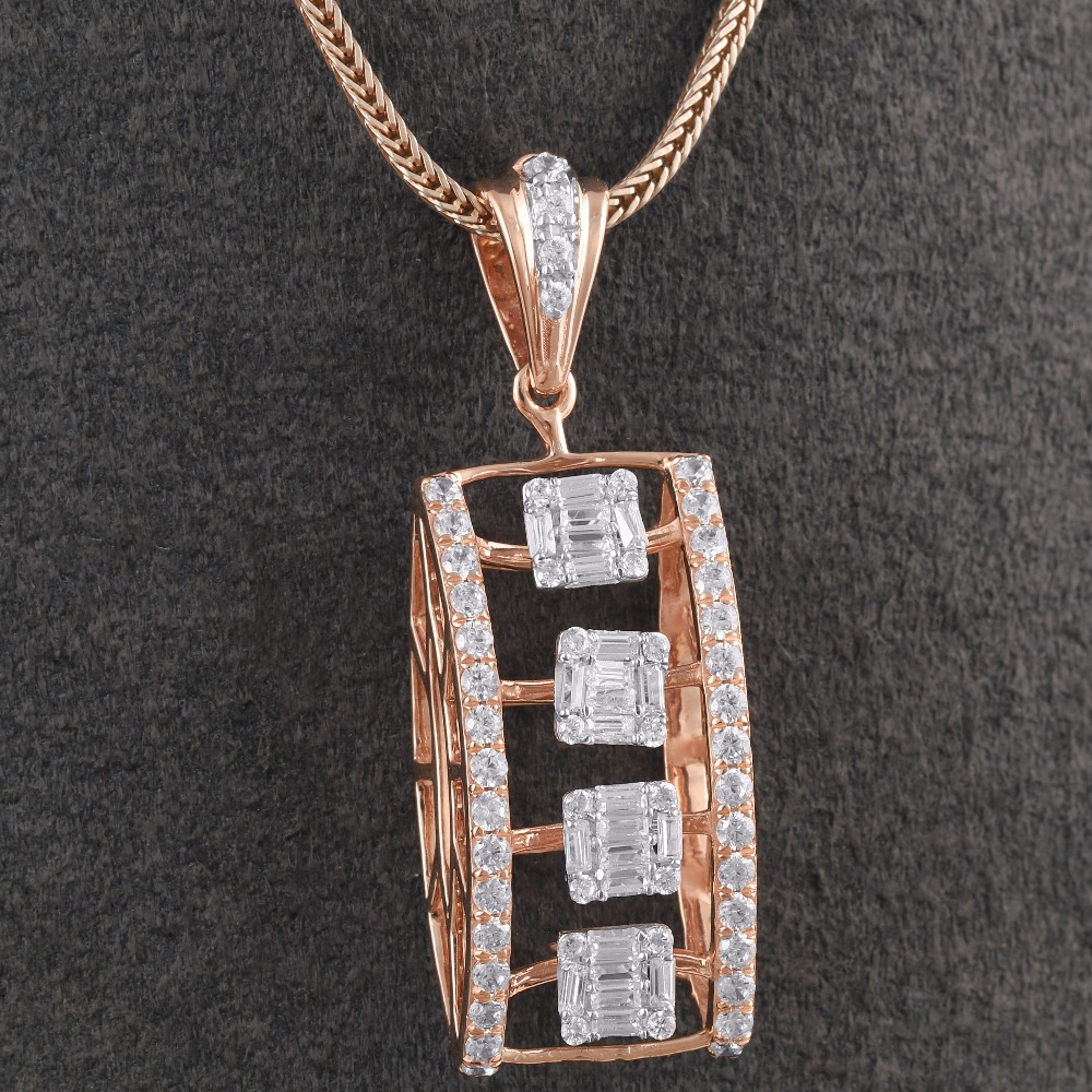18kt rose gold designer diamond pendant