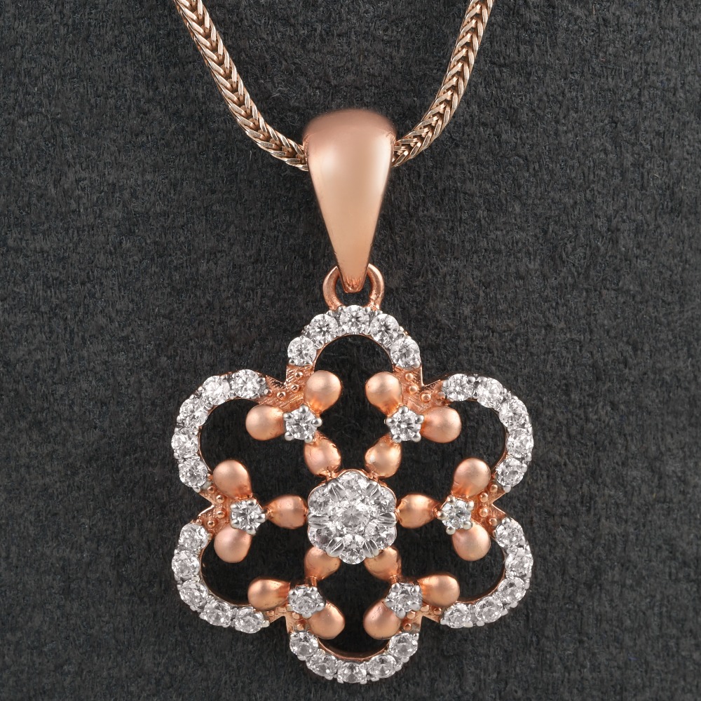18kt rose gold designer diamond pendant