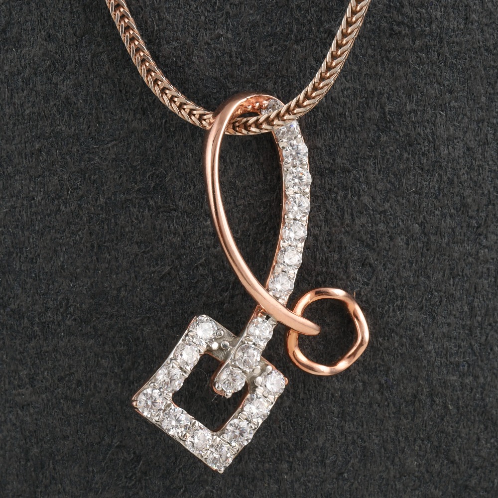 18kt rose gold designer diamond pendant