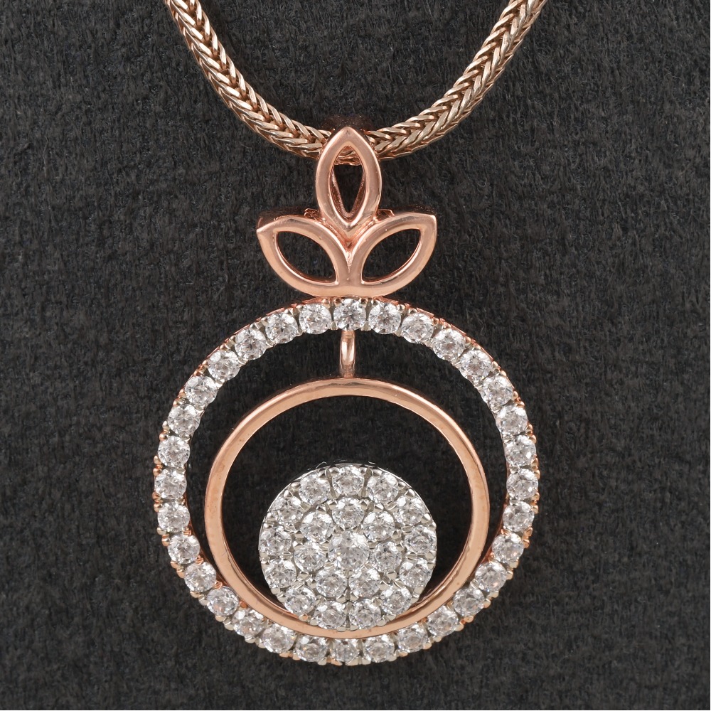 18kt rose gold designer diamond pendant