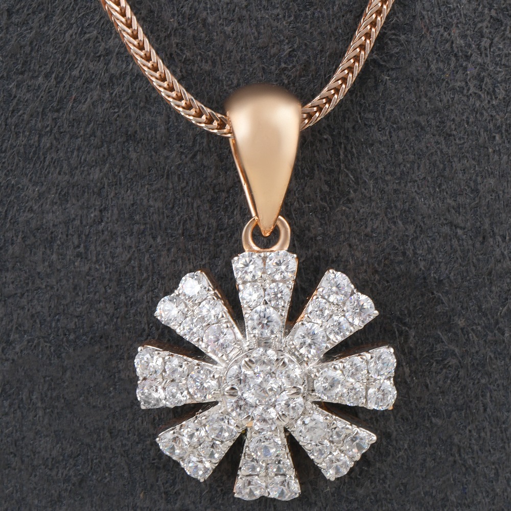 18kt rose gold designer diamond pendant