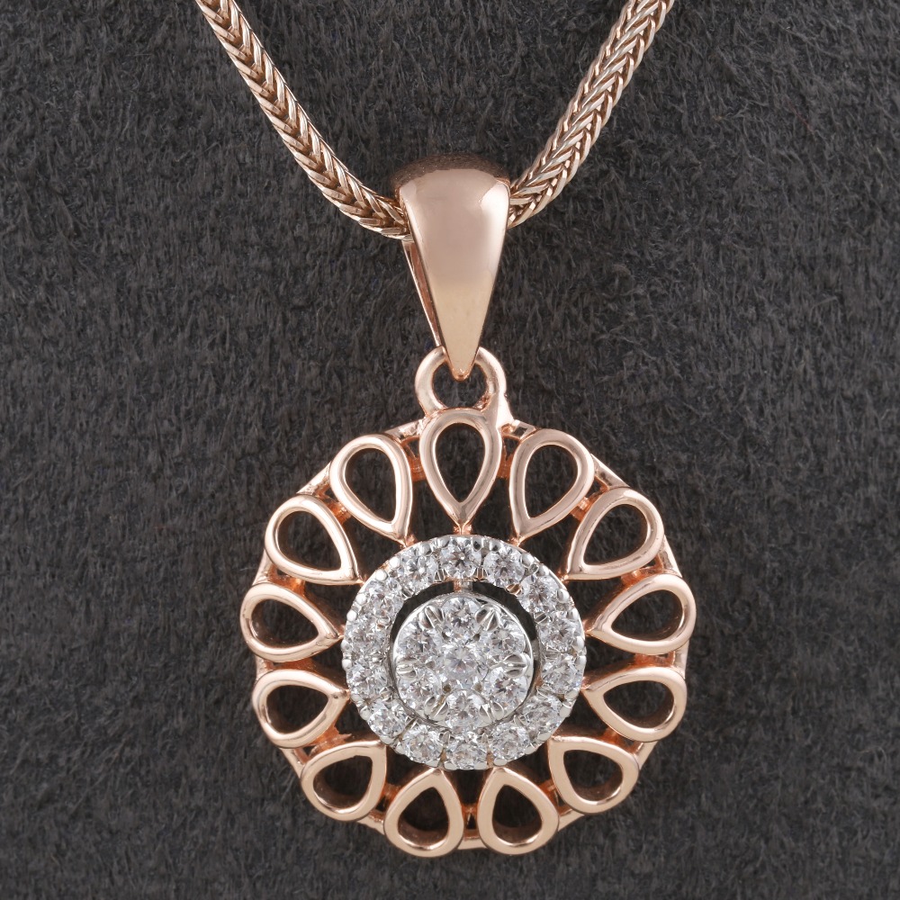 18kt rose gold designer diamond pendant