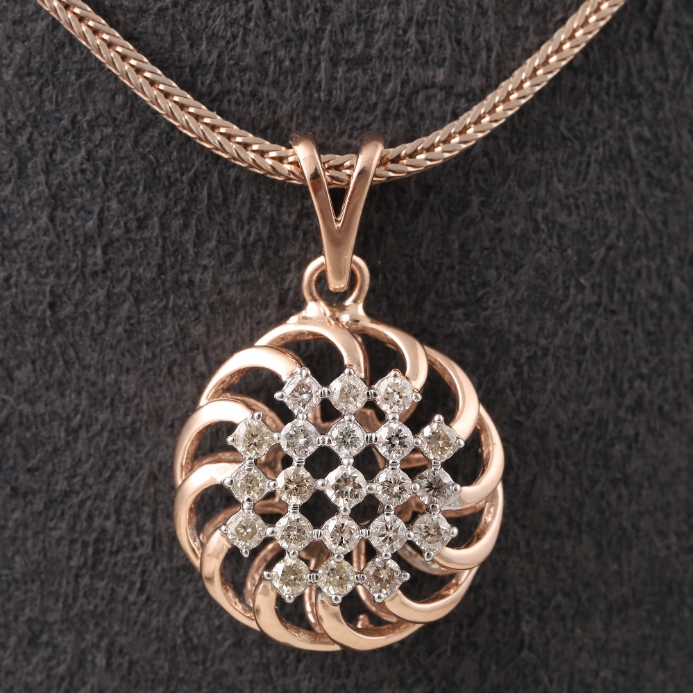 18kt rose gold designer diamond pendant