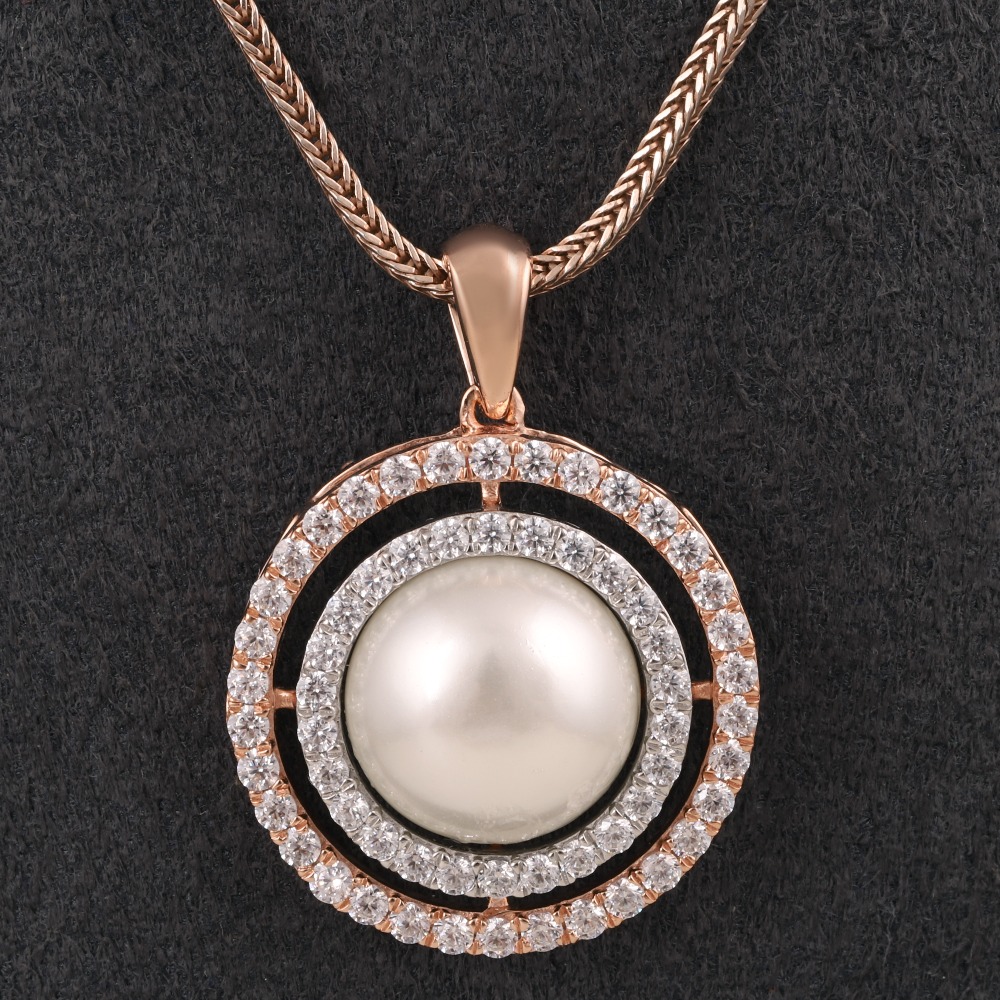 18kt rose gold designer diamond pendant