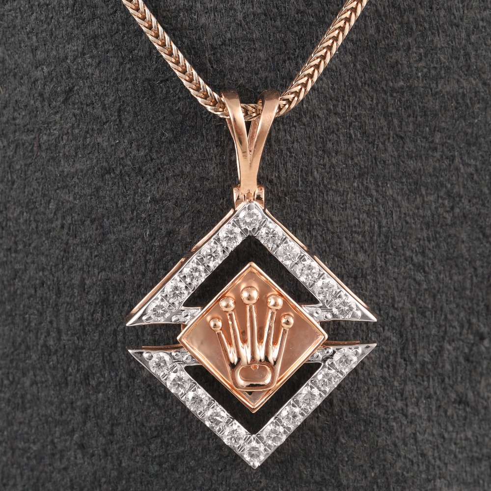 18kt rolex shaped diamond pendant