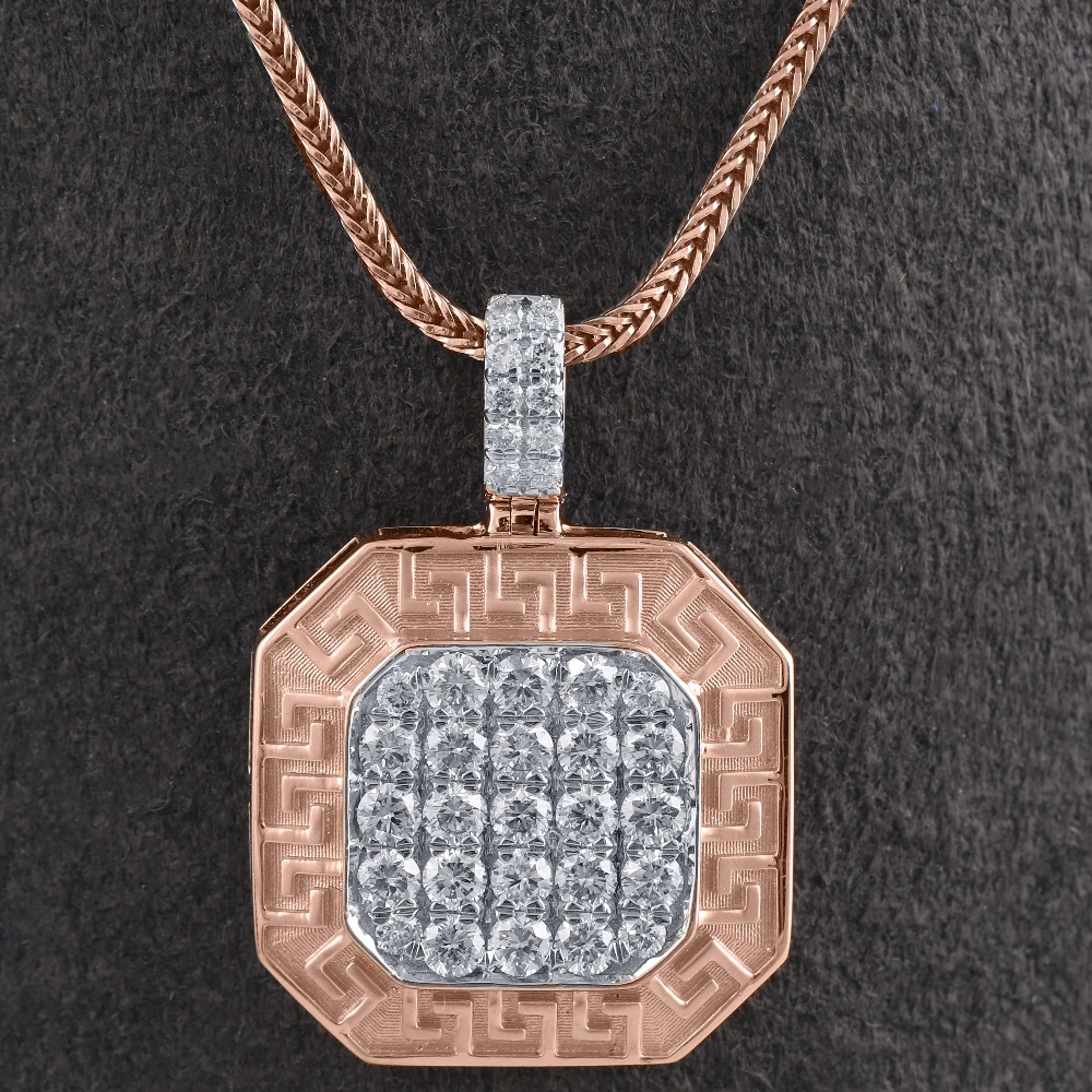 18kt rose gold designer diamond pendant