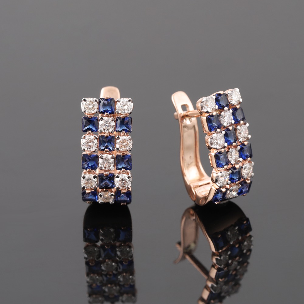 18kt rose gold diamond fancy bali earrings