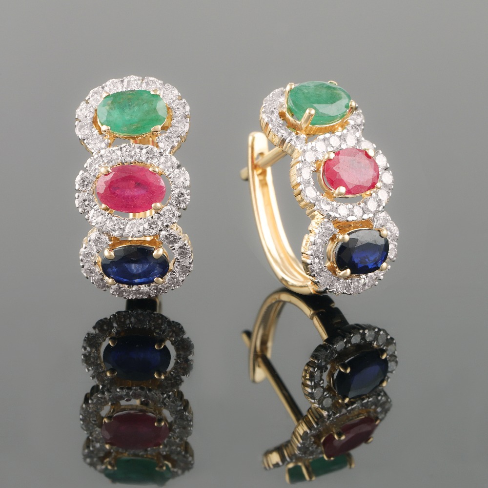 18kt yellow gold diamond bali earrings