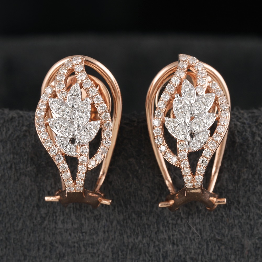 18kt rose gold pan shaped diamond bali earrings