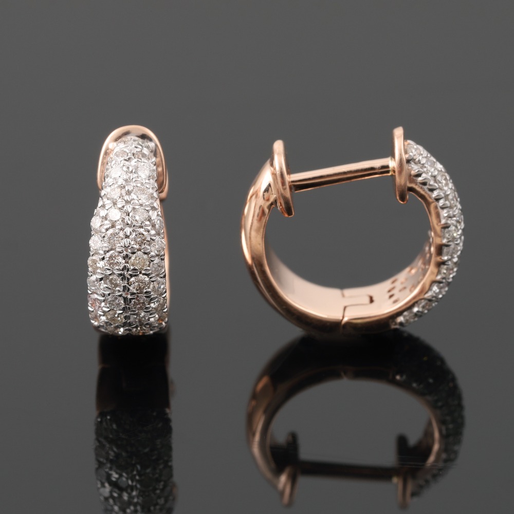 18kt rose gold designer diamond bali earrings