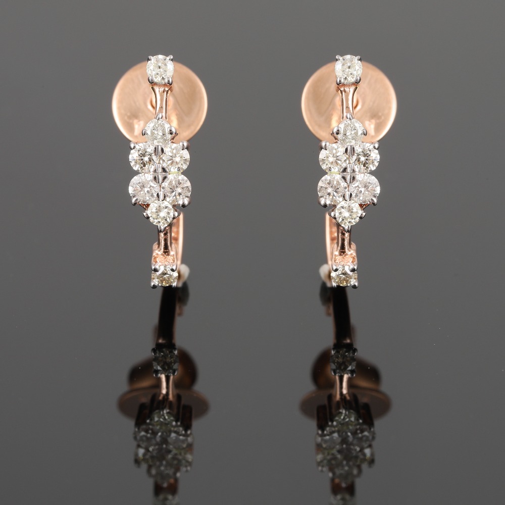 18kt rose gold diamond fancy bali earrings