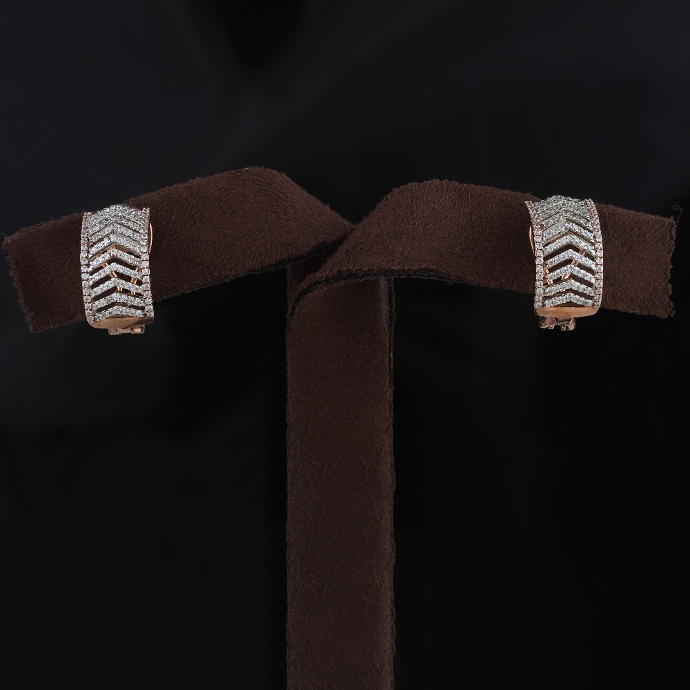 18kt rose gold designer diamond fancy bali earrings