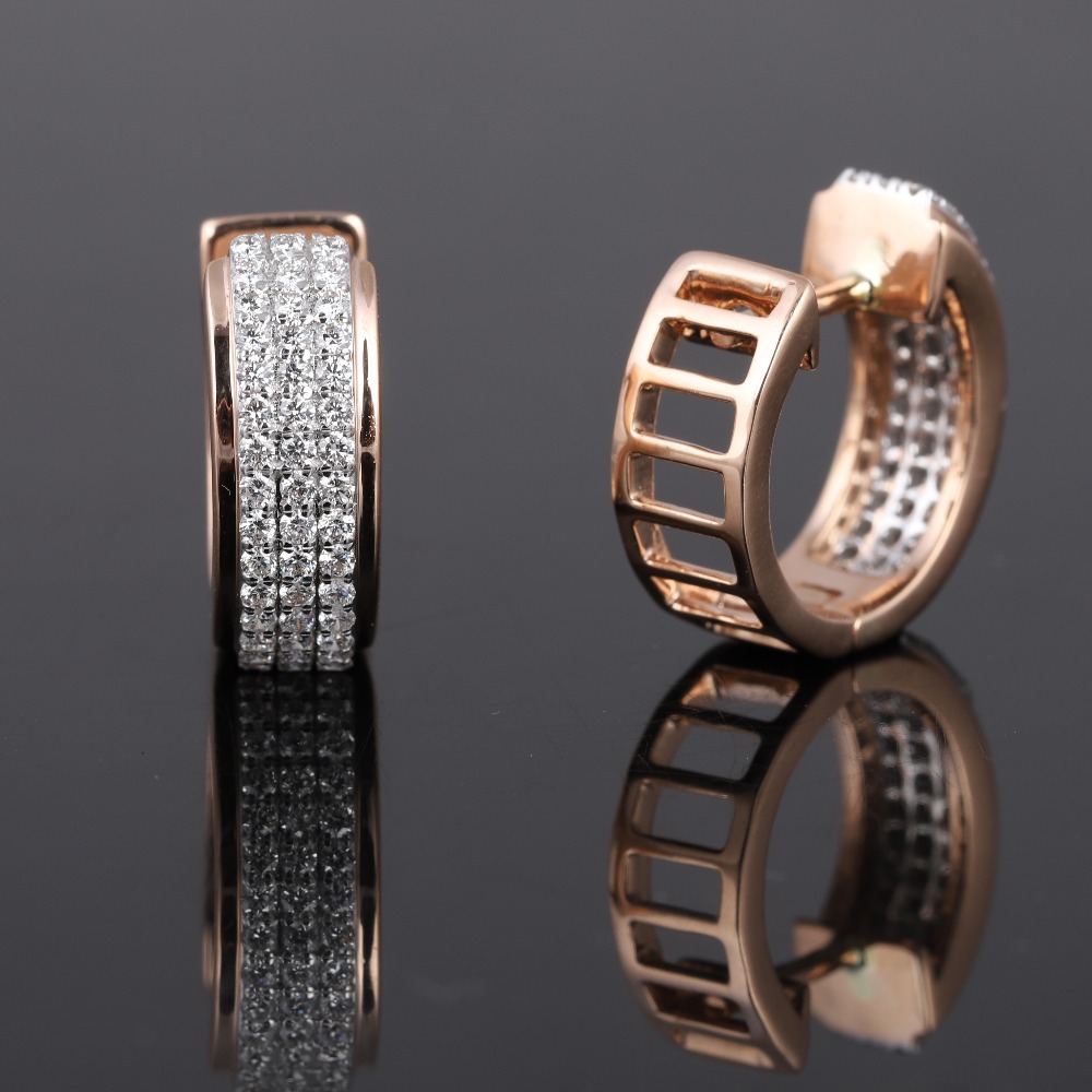 18kt rose gold diamond bali earrings