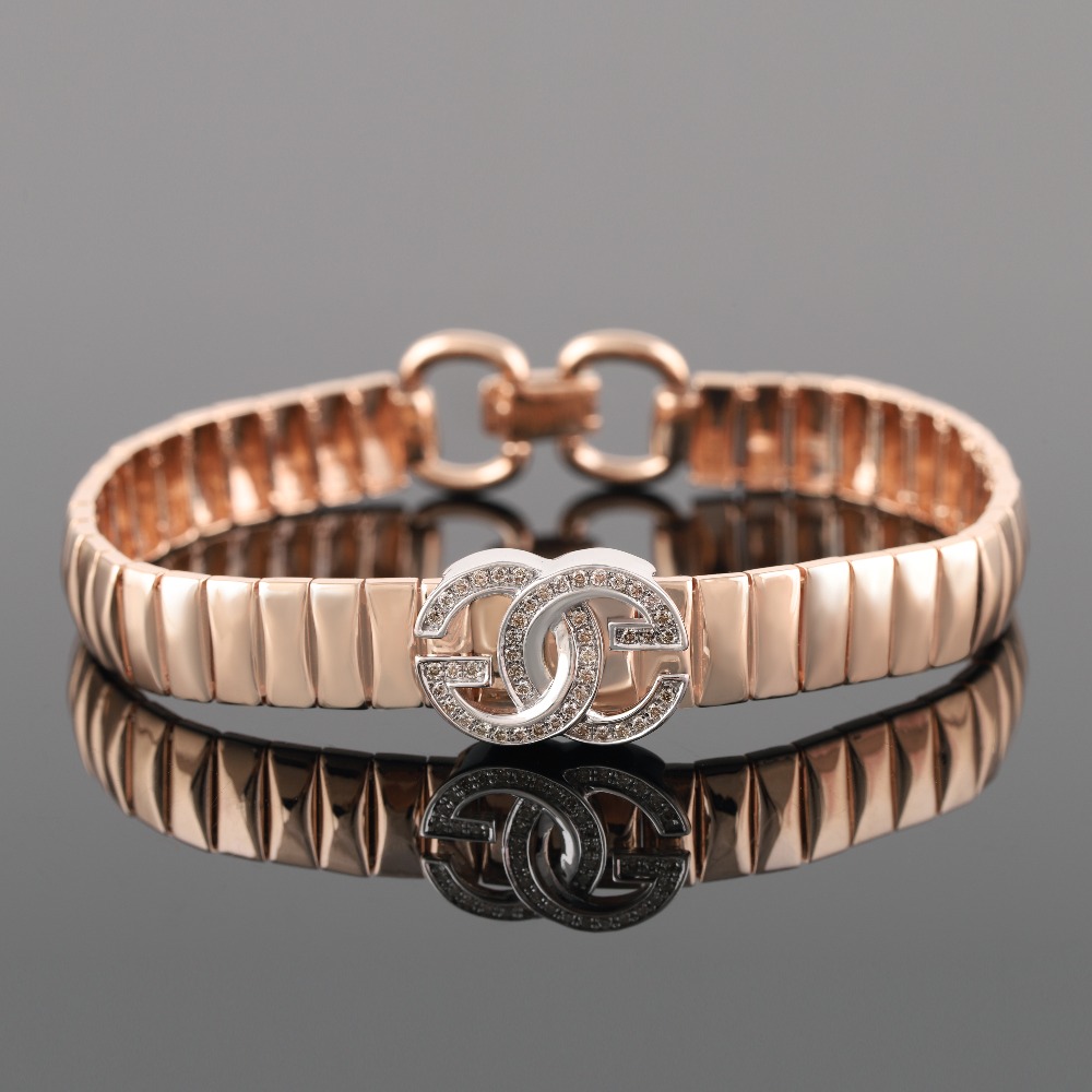 18kt rose gold shine diamond men's bracelet