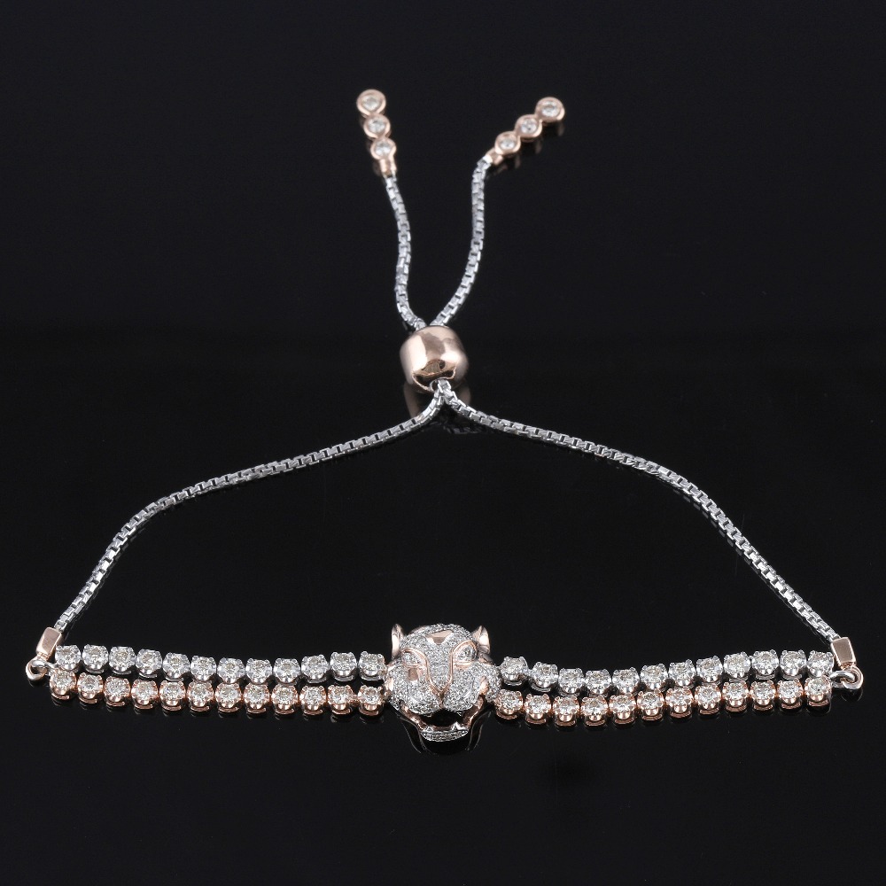 18kt rose gold jaguar shine shaped diamond men's bracelet