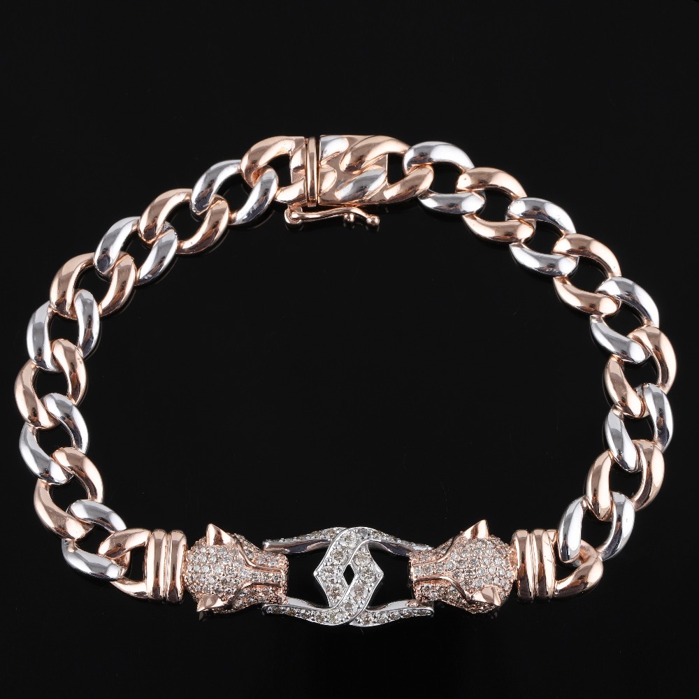 18kt jaguar shine shaped diamond men's bracelet