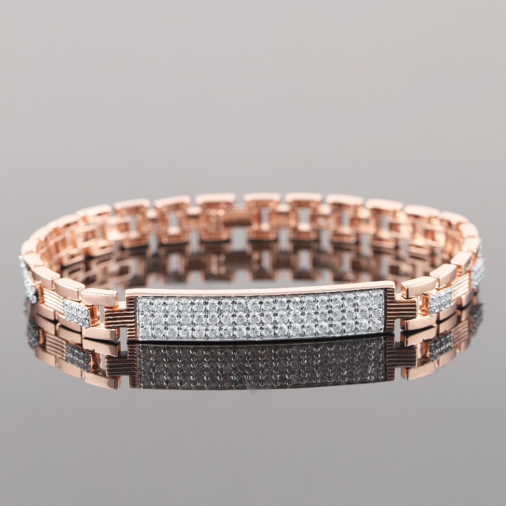 18kt square shaped diamond men's bracelet