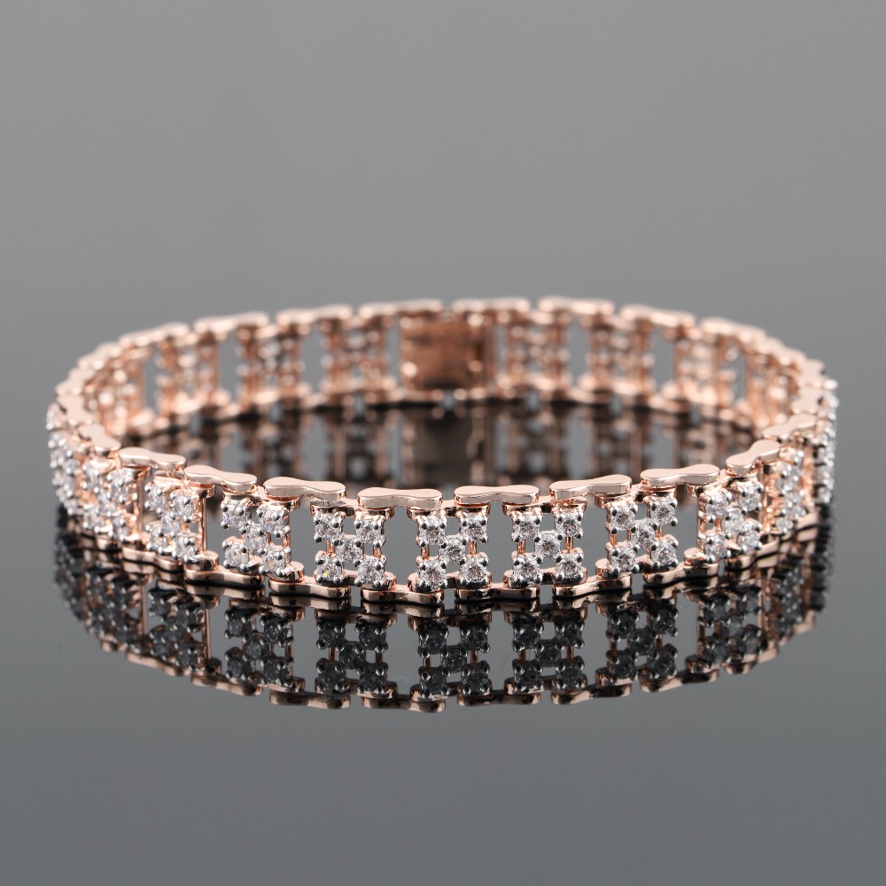 18kt rose gold diamond men's bracelet