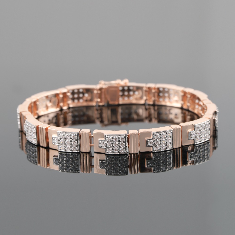 18kt personality nice & shine diamond men's bracelet