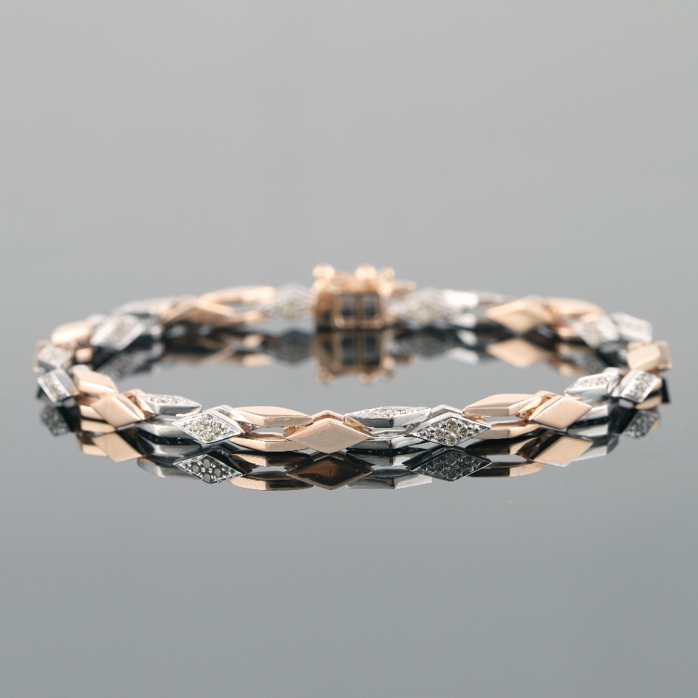 18kt dual white & rose gold  diamond men's bracelet