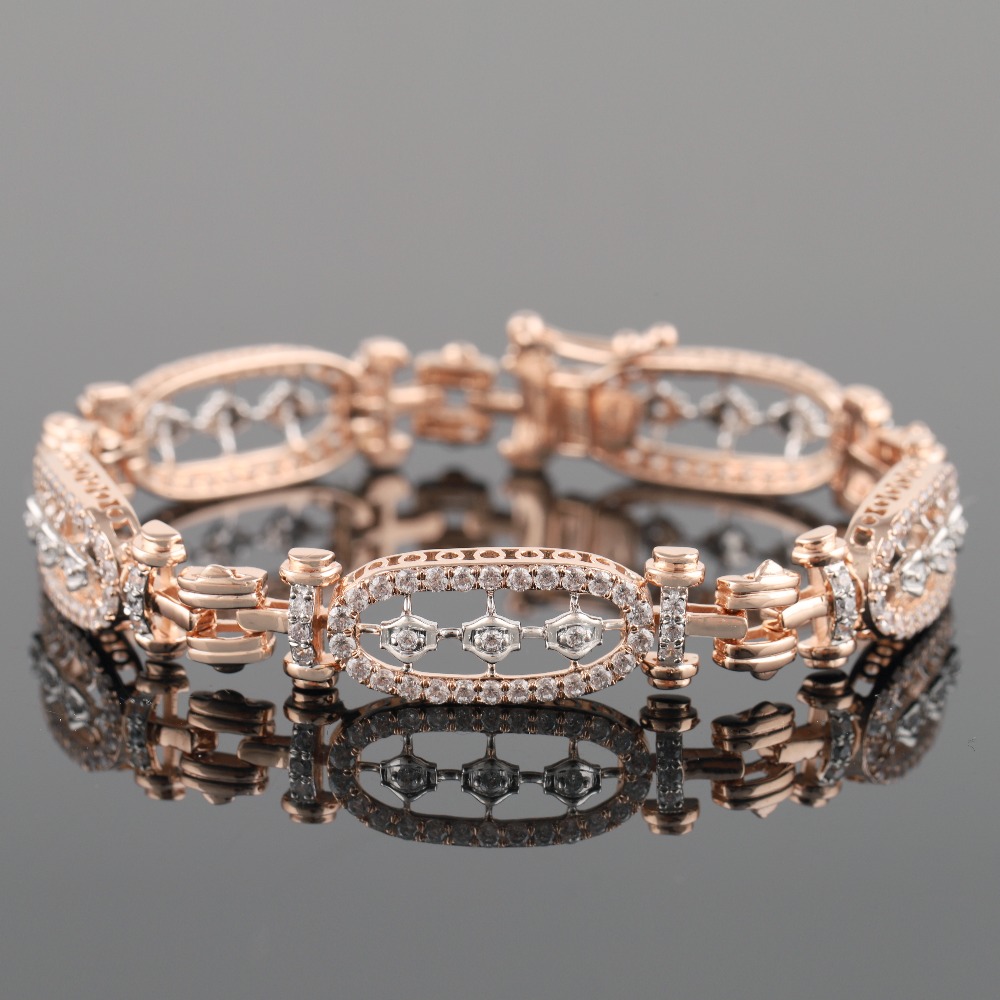 18kt fancy rose gold diamond men's bracelet