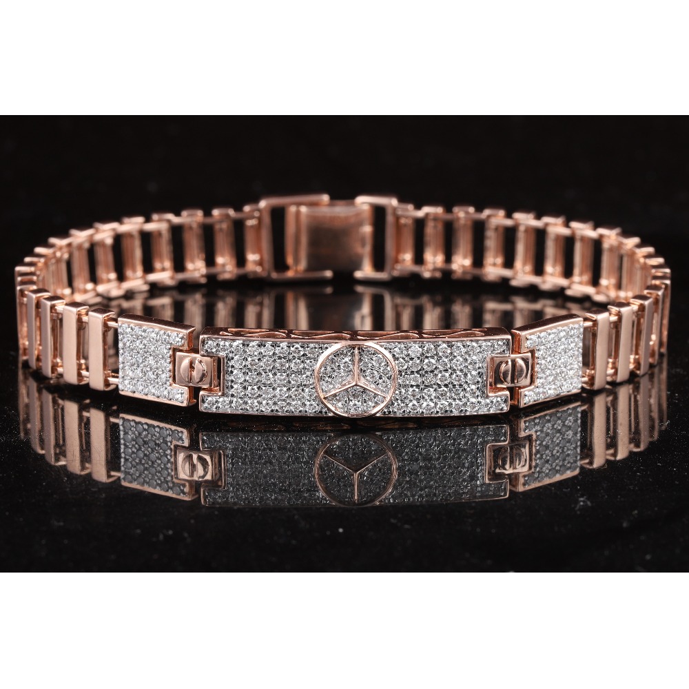 18kt mercedes shaped diamond men's bracelet