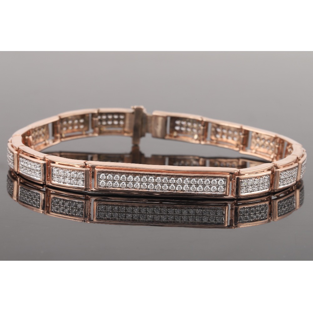 18kt rose gold  diamond men's bracelet