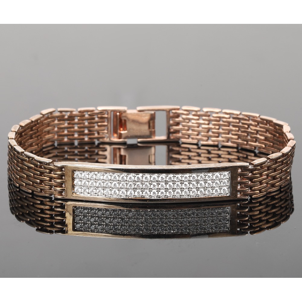 18kt shiny square diamond men's bracelet