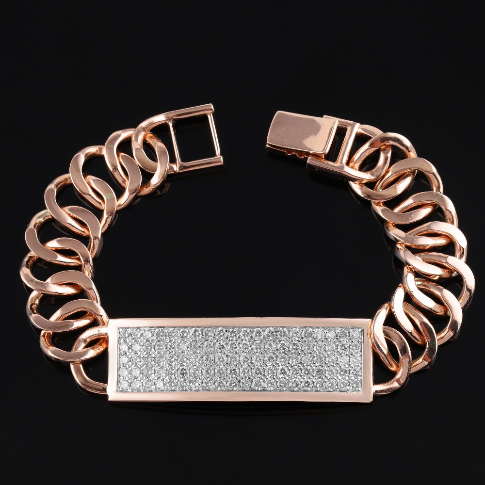 18kt personality nice shiny diamond men's bracelet