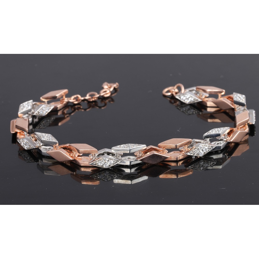 18kt dual white & rose gold  fancy diamond men's bracelet