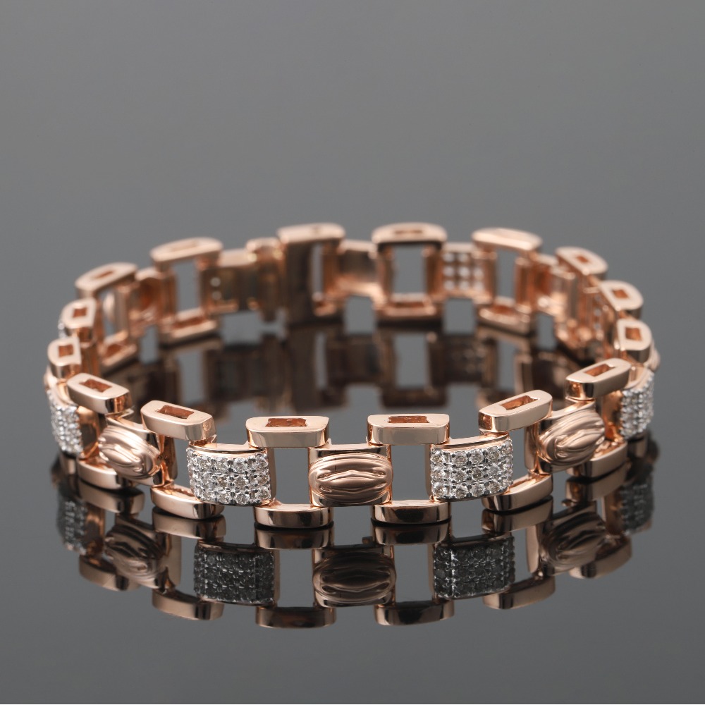 18kt rose gold designer diamond men's bracelet