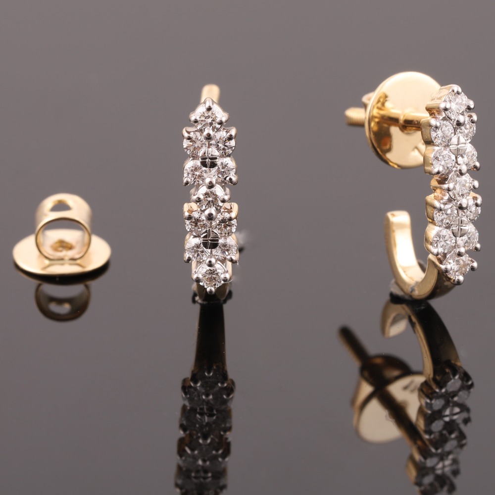 18kt designer diamond stud bali earrings