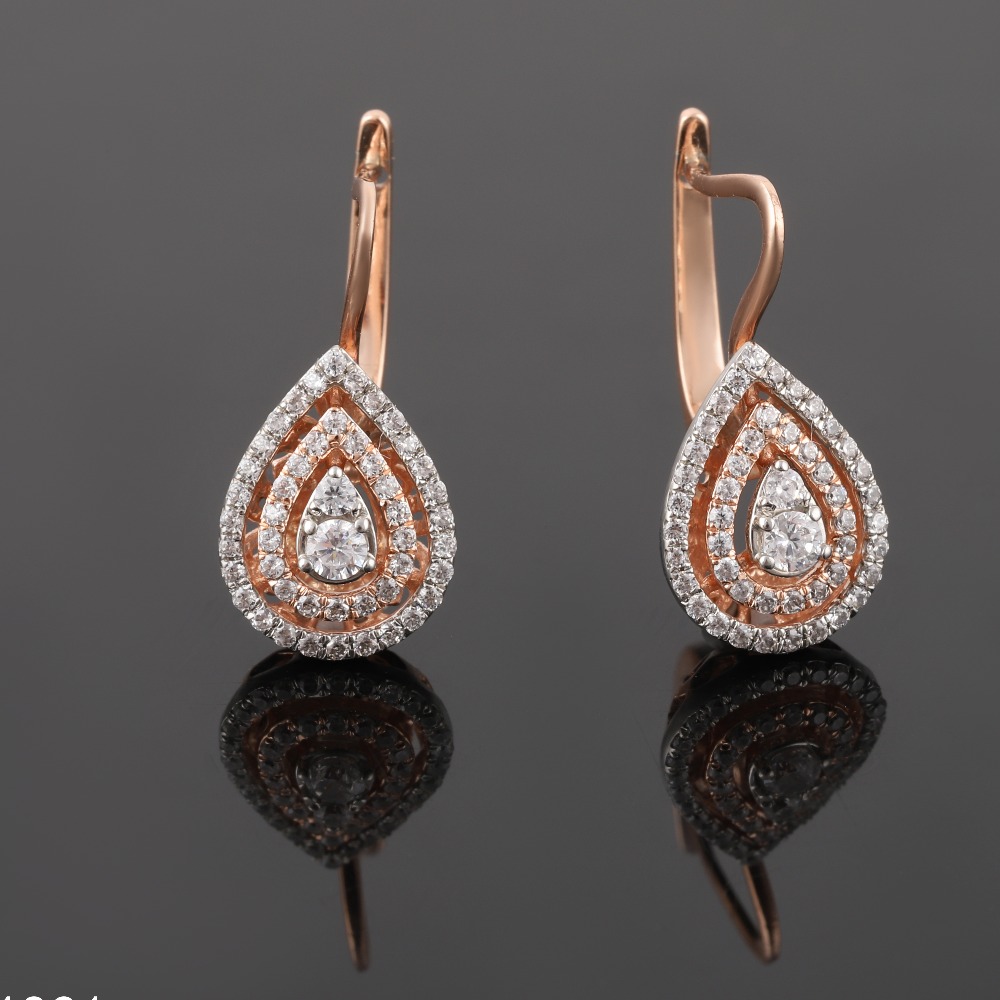 18kt designer diamond drop shape bali  earrings