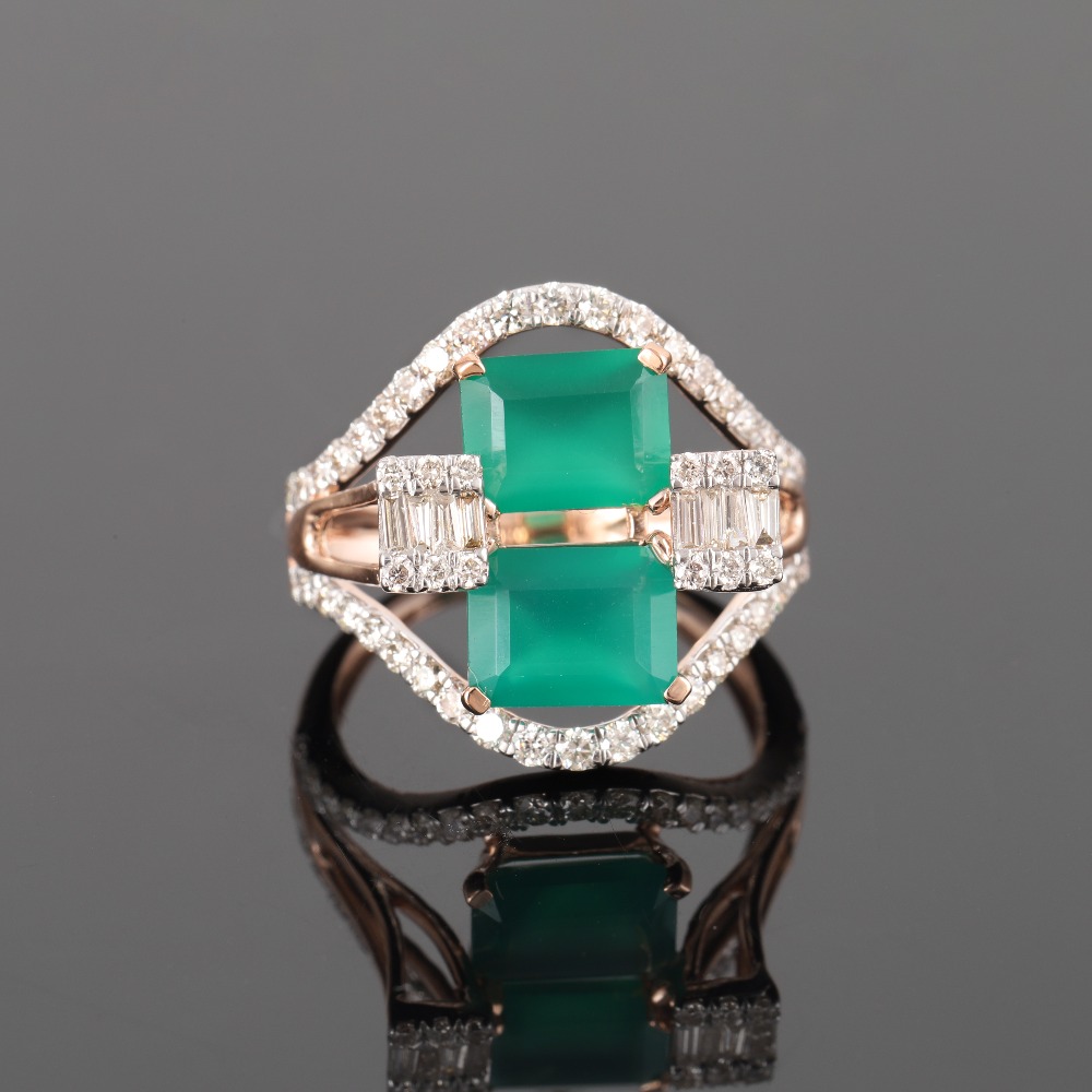 18kt designer diamond colour stone rings
