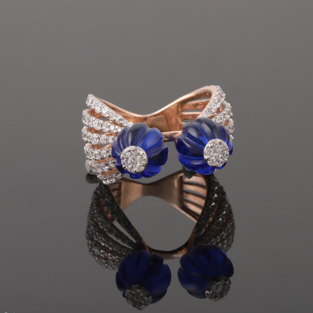18kt designer diamond colour stone rings
