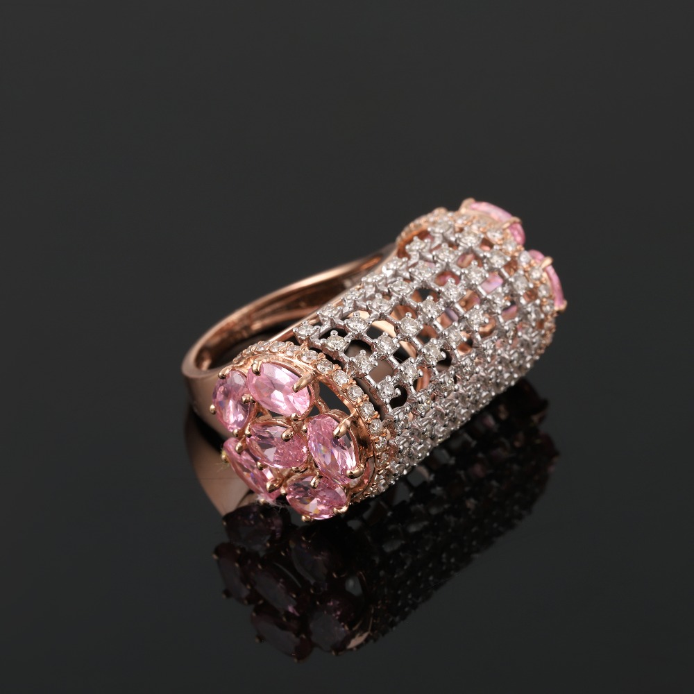 18kt designer diamond colour stone rings