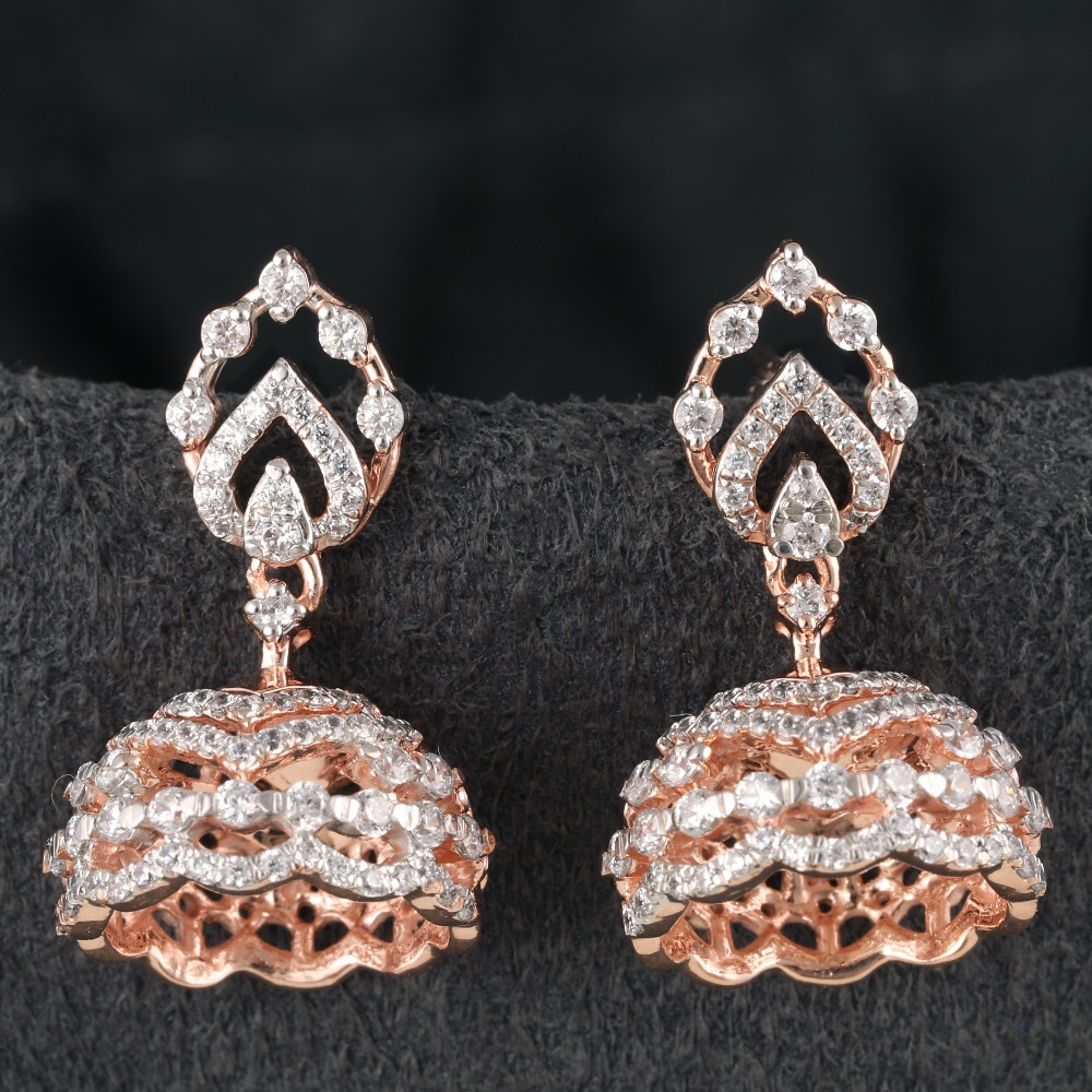 18kt real diamond jumka earrings