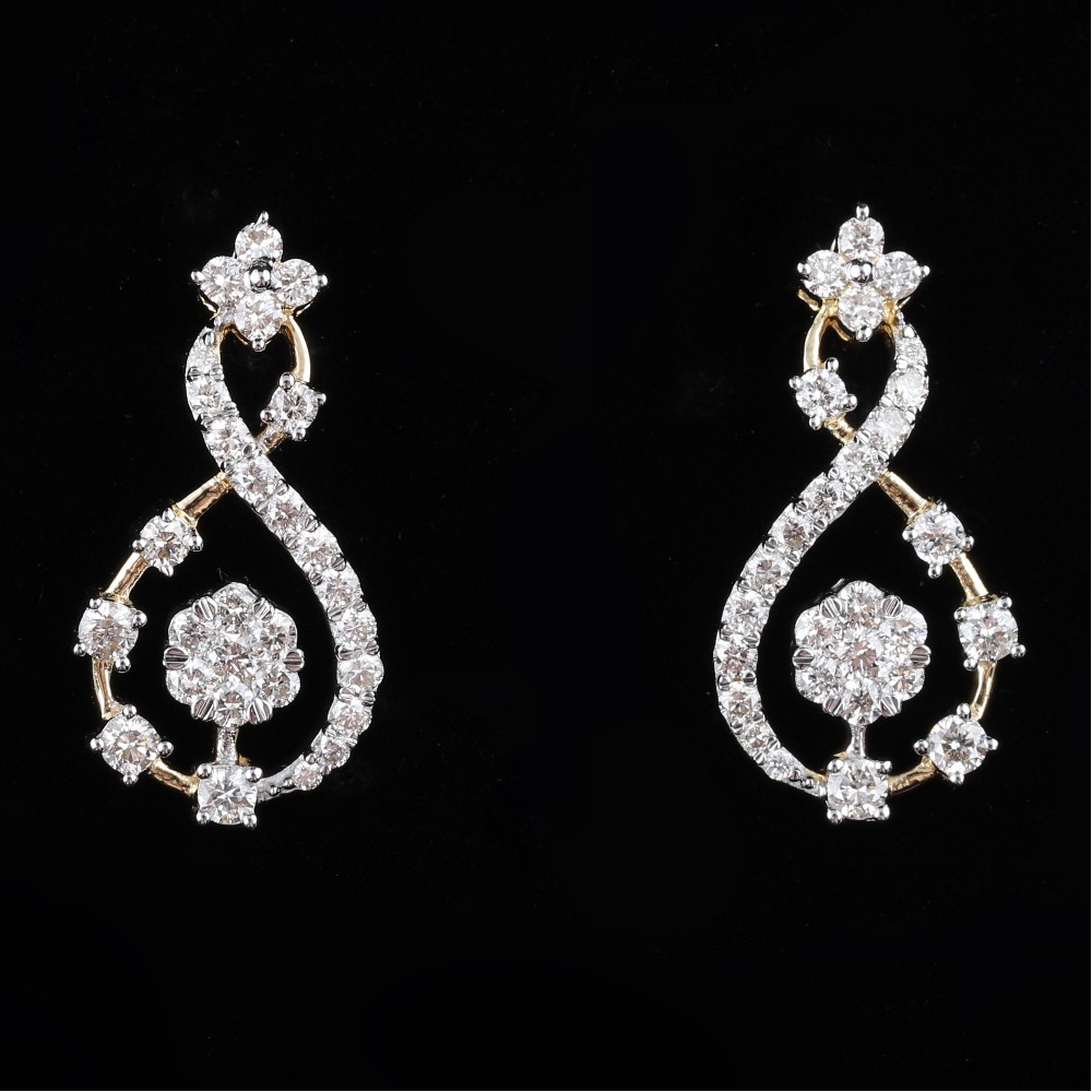 18kt designer diamond drops earrings