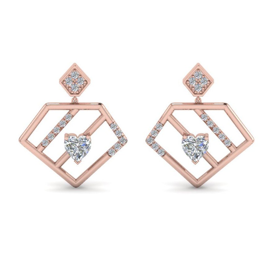designer pentagon rose gold earring