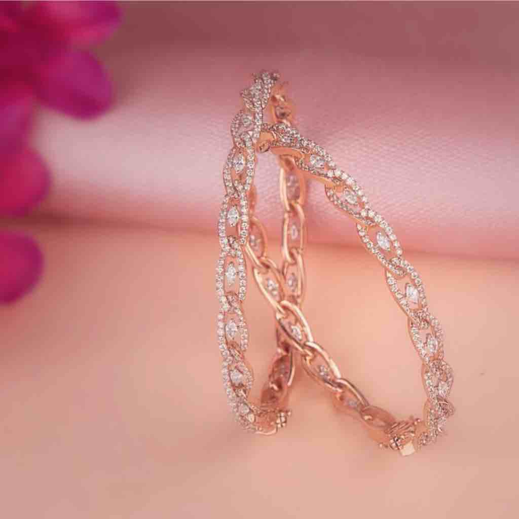 18KT Fancy Rose Gold Diamond Bangle