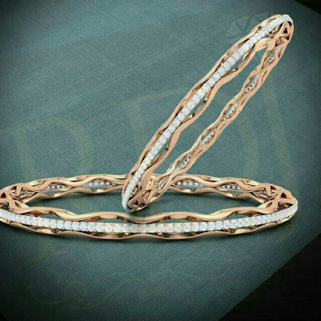 18KT Gold Designer Handmade Diamond Bangle