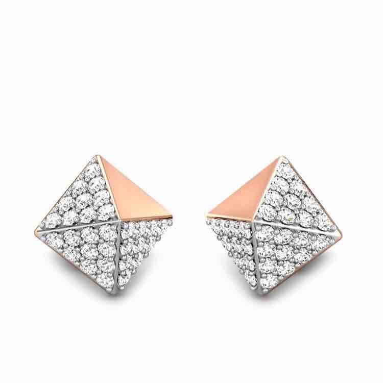 18KT Diamond Shape Rose Gold Earring