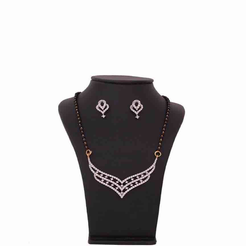 18KT Gold Fancy Diamond Mangalsutra With Earrings