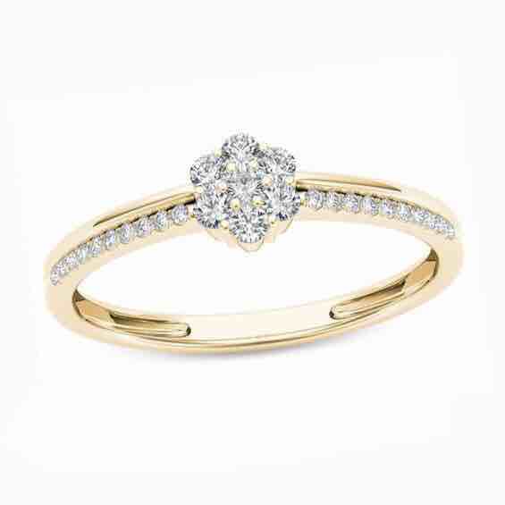 18KT Flower Design Diamond Pressure Setting Ring