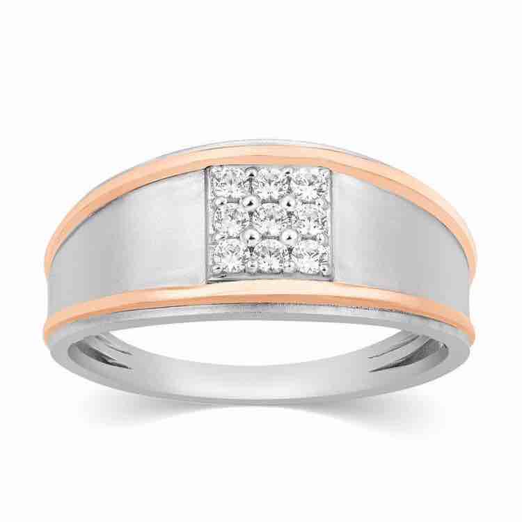 18KT Rose Gold Real Diamond Round Shape Gents Ring