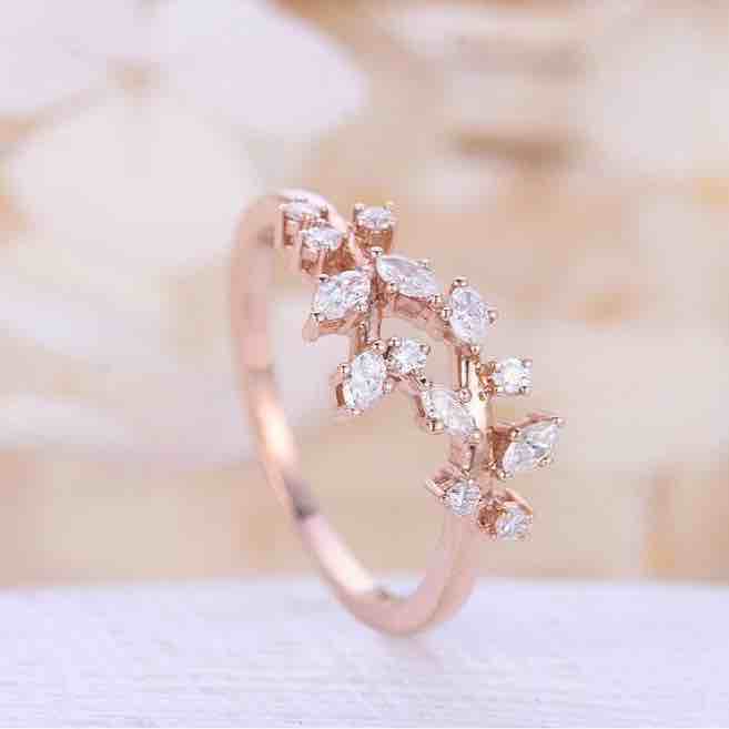18KT Rose Gold Flower Design Diamond Ladies Ring