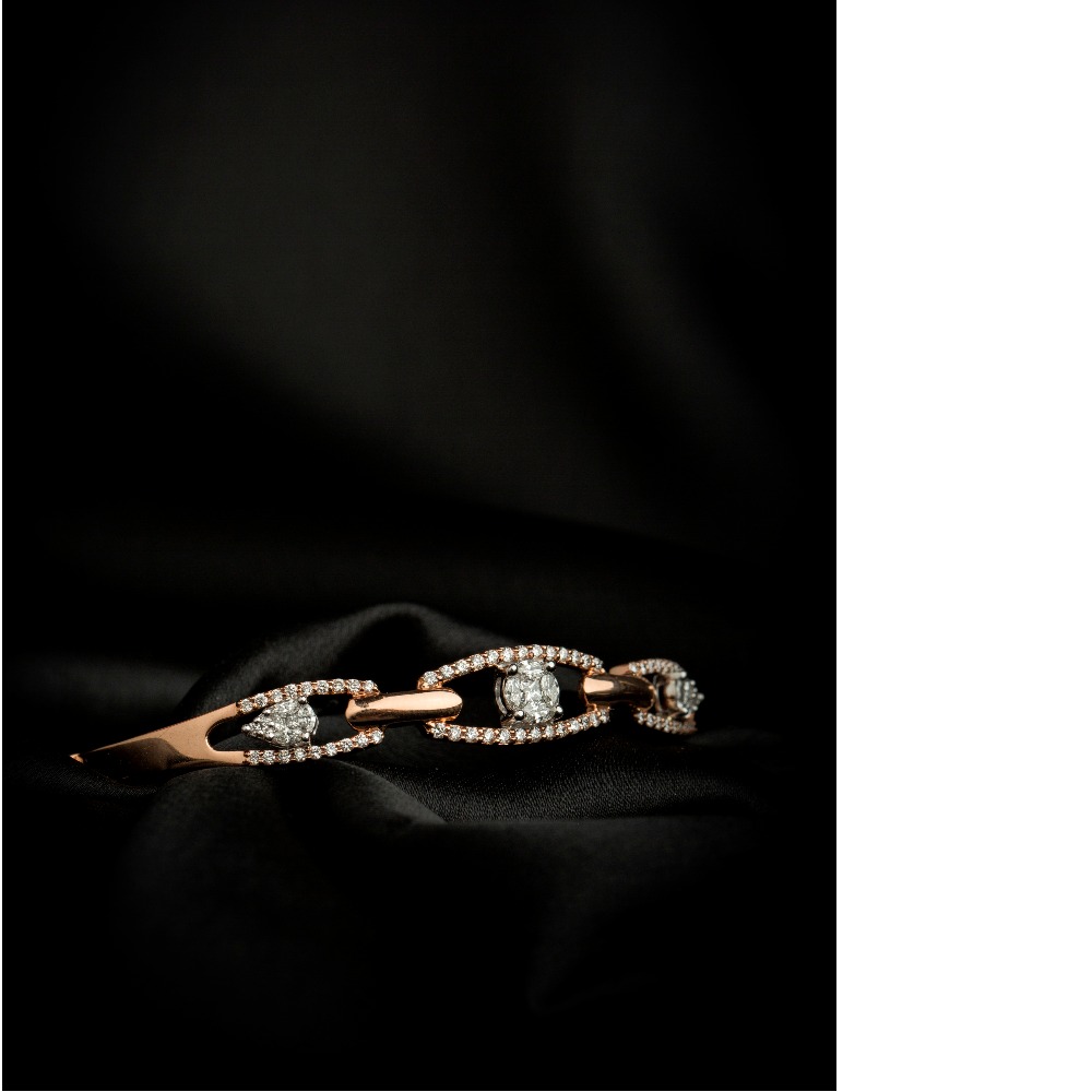 18KT Real Diamond Ladies Marquise Designer Bangle