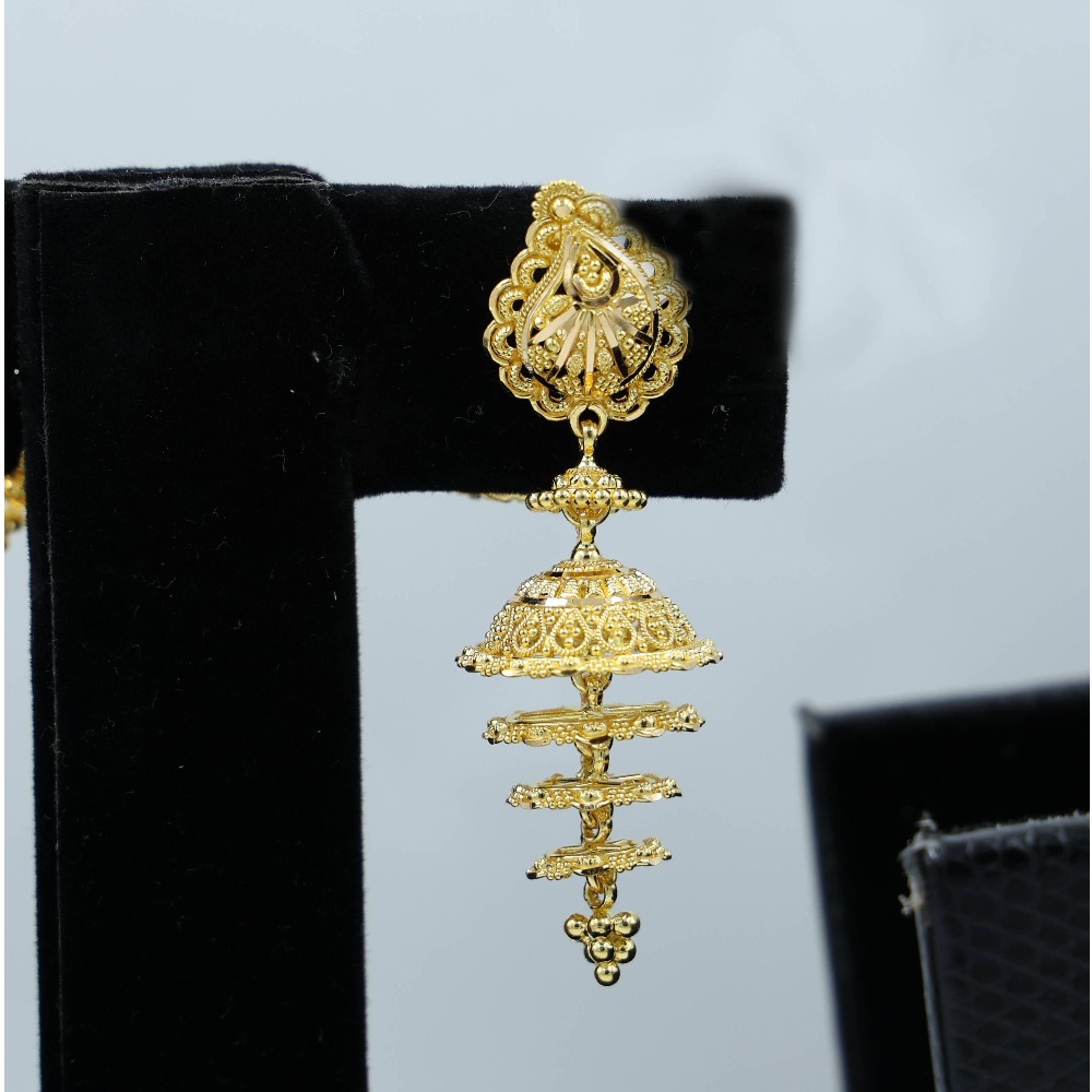 916 gold mango shape design with jhumkhi earring