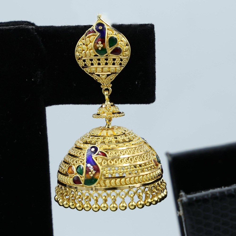 916 gold peacock design earring
