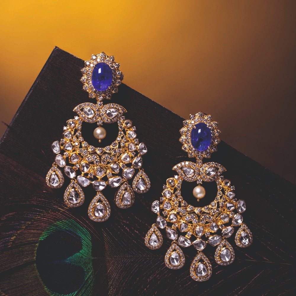916 Gold Jadau Earrings